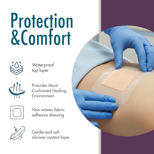 Dynarex Siligentle Sterile Silver Silicone Bordered Foam Dressing for Wound Care, 10 Count — view 3