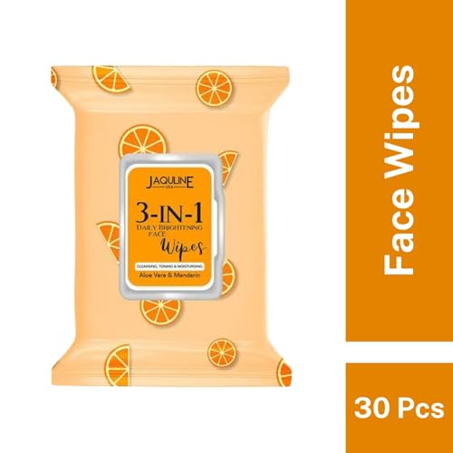 Jaquline USA 3-in- 1 Daily Skin Brightening Wipes - Enriched with the Goodness of Aloe Vera & Mandarin | Helps Cleansing, Toning and Moisturizing the Skin, 30 Pieces - Image 2