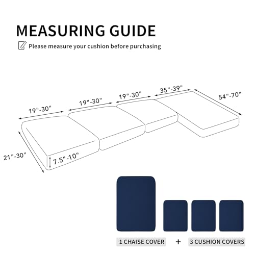 Image of Easy-Going Stretch 4 Pieces Couch Cushion Covers for Sectional Sofa L Shape