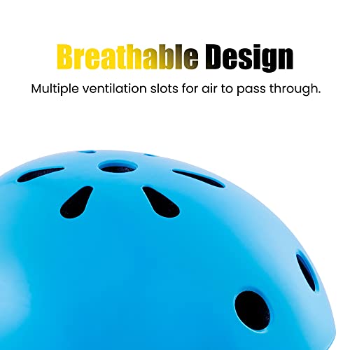 Think Gizmos Kids Adjustable Helmet and Pad Set for Ages 6+ Bike Helmet, Knee, Elbow and Wrist Pads for Roller Skating, Skateboarding, Scooting and Bike Riding (Blue, Kids)