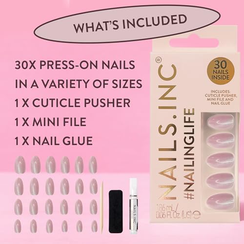 Nails.Inc #Nailinglife Kylie Coded Pink Cat-Eye Press-On Nails, Almond Shaped, 30 Nail Sizes, Long-Lasting, Non-Damaging, No Snap, Salon-Quality At Home Manicure, Glue Included, 33 Piece Set - 3
