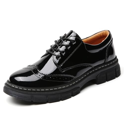 Womens Oxford Shoes Platform Classic Faux Leather Non Slip
