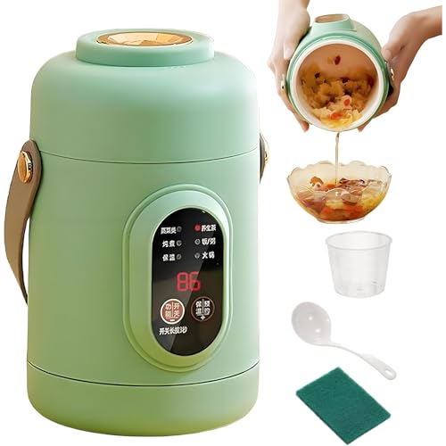 Image of Portable Electric Mini Cooker - 800ML Compact Steamer for Soup, Noodles, and Oats - Perfect for Office, Dorm, and Camping(Green)