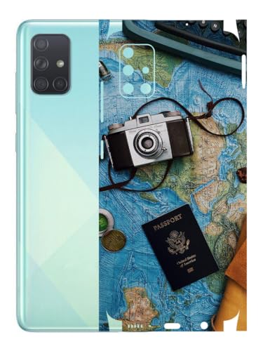 Image of AtOdds - Mobile Back Skin Sticker Wrap Compatible with Samsung Galaxy A51 (Coverage - Back+Camera+Sides) (Travel Map)
