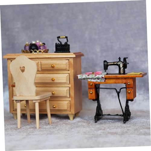 TEHAUX Poppenhuis Naaimachine Houten Meubilair Speelgoed Voor Babypoppen Mini Poppenhuis Mini-meubels Vintage Inrichting Huis Goederen Metaal Model Naaien Gereedschap - Image 3