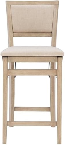 Miniatura 5 de Linon Taburete plegable de madera Keira Pad Back en Graywash