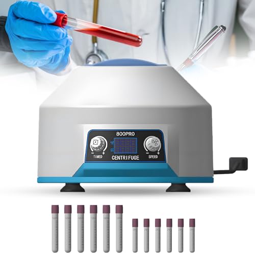Lab Centrifuge Machine with 10ml*6 + 2ml*6 4000RPM 1953xg Centrifugal Force with 0-99min Timer Transparent Lid & LED 2/5/10/15ml Centrifuge Tubes Available for Lab/School Science/Plasma Research