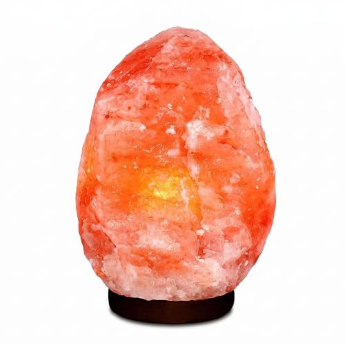 Image of Straame Himalayan Salt Rock Lamp 1-2 kg, Wooden Base, Warm Glow Night Light