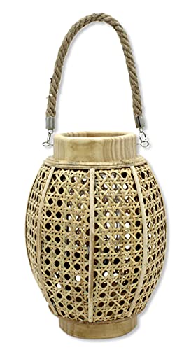 DARO DEKO Rattan Laterne Natur Ø24 x 38cm - Windlicht