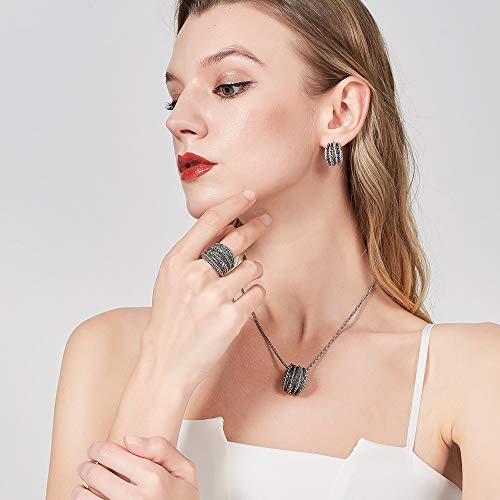 Mytys Marcasite Rings For Women Retro Black Onyx Cocktail Ring Statement Rings For Women Size 8 #TOP4