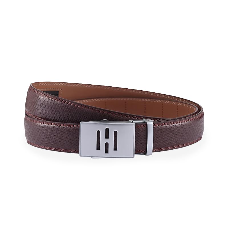Image of HALDEN THEO Brown Belt For Men Leather Original (Adjustable Fits Up to 44 Inch Waist) Ratchet Strap with Classic Buckle & Magnetic Auto-lock