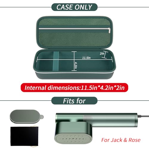 Image of Steamer Case Compatible with Jack & Rose /for FEPPO /for Nesugar /for Kssvzz Portable Steamers, Handheld Iron Carrying Storage Bag Organizer with Mesh Pocket for Accessories-Green