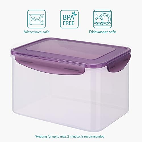 Navaris Plastic Food Containers with Airtight Locks - Set of Large (9L) and Medium (4.9L) Storage for Meal Prep, Food - Freezer and Microwave Safe