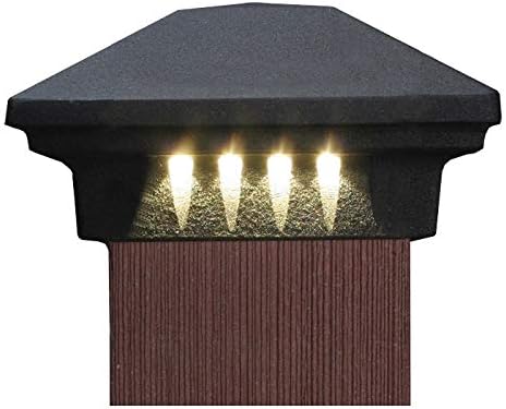 Miniatura 2 de DEKOR Luces LED de pirámide para cubiertas, vallas, muelles, porches, iluminación de bajo voltaje, no solar (blanco martillado, 3 12 pulgadas,