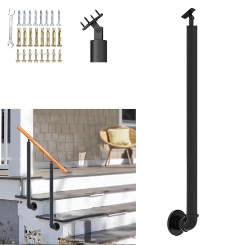 Ringhiera per scale in ferro battuto con design a tubo rotondo, per mansarda, villa, scala interna, moderna e semplice, corrimano balaustra (85 cm)