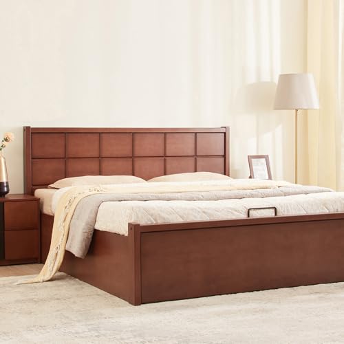 Image of Home Centre | Denis Cresta | Solid Wood | Hydraulic Storage | King Beds | Walnut | 1 Year Warranty