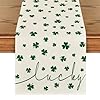 Artoid Mode Beige Lucky Shamrock St Patricks Day Table Runner Seasonal Spring Holiday Kitchen Dining Table Decoration for Indoor Outdoor Home Party Decor 13 x 72 Inch
