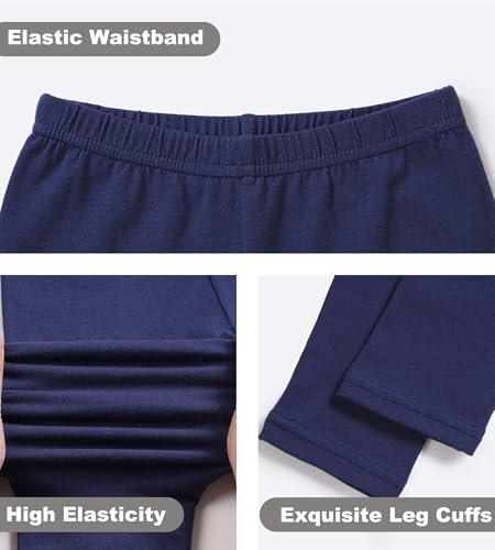 Auranso Girls Leggings Kids Basic Solid Full Length Cotton Tights Pants 2-14 Years2