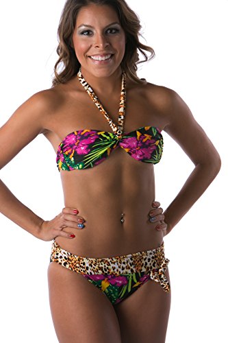 Lena Style Women's Jungle Haler Sexy Bikini Push up Brazilian String Bikinis S