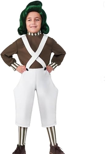 Kids Cosplay Costume Tops Straps Pants Stockings Chocolate Stripe Worker Uniform Set Halloween Cosplay Outfits