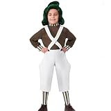 Cekalue Kids Cosplay Costume Tops Straps Pants Stockings Chocolate Stripe Worker Uniform Set Halloween Cosplay Outfits