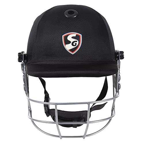 SG Blaze Tech Cricket Helmet | Black | Large | Polypropylene | Unisex | Lightweight | High-Density EVA Lining | Adjustable Strap | Ventilation Holes | 6 Vent Grill | Comfortable Fit