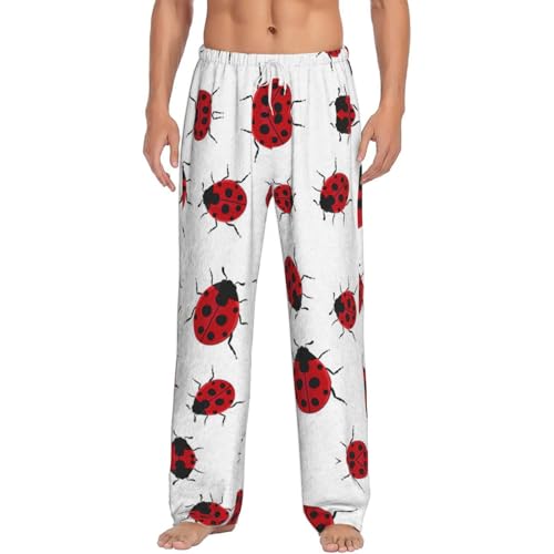 Pantalon pyjama flanelle homme anti-froid confortable à motif coccinelle doux