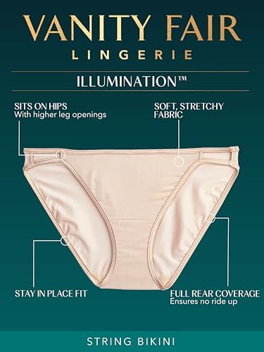 Image of Vanity Fair Women's Illumination String Bikini Panties, Silky Stretch & Satin Trim