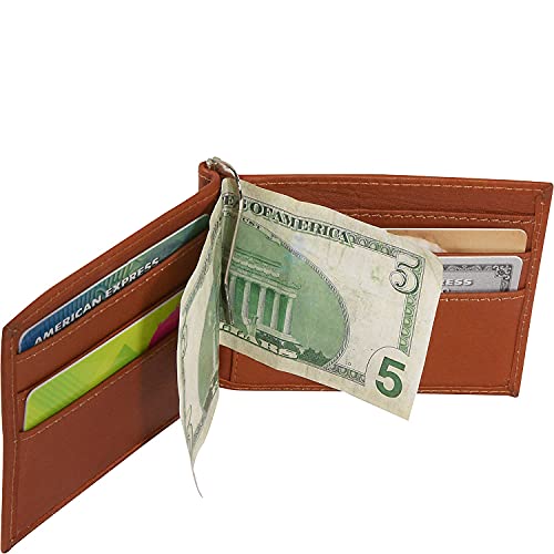 Piel Leather Bi-Fold Money Clip Wallet, Saddle, One Size - Image 5