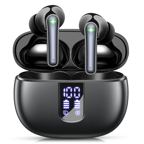Wireless Earbuds, True Wireless Bluetooth Ear Buds with LED Battery Display, Black