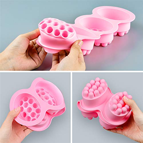 2 Pcs Massage Molds, SJ 4 Cavity Silicone Massage Bar Soap molds, Food Grade Silicone Molds, BPA Free Soap Making Trays, Pink - Thumbnail 4