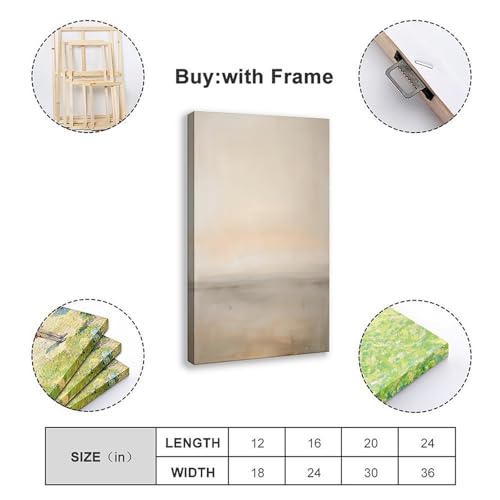 Toile abstraite beige pour apaiser les murs du salon - 2