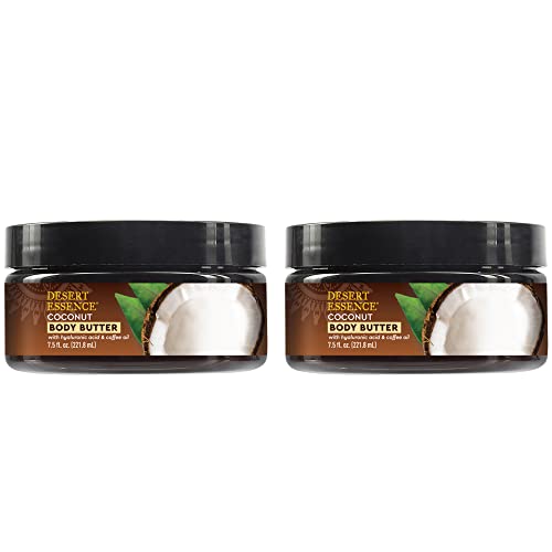 Desert Essence Coconut Body Butter 7.5Oz, Hyaluronic Acid & Coffee Oil, Deeply Moisturizing And Nourishing, Antioxidant Rich, Moisture Rich Botanicals Coconut Oil & Moringa Oil #TOP25
