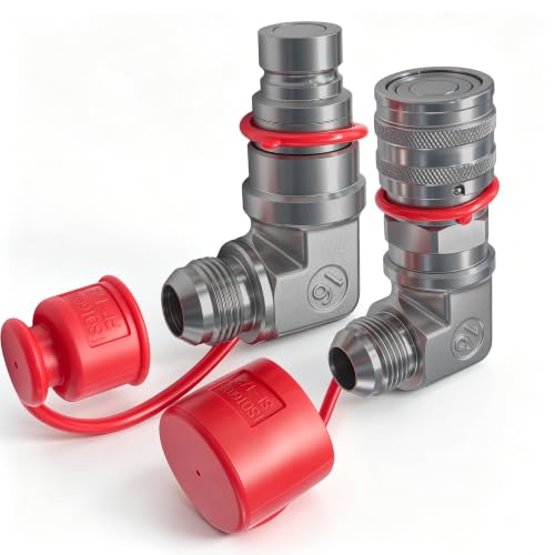 Image of Flat Face 90Skid Steer Hydraulic Quick Coupler,3 /4 inchJIC x 1 /2 inchBody Male