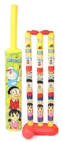 Image of KIDIVO Plastic Cricket Set with Stump and Ball Playing Set for 2-5 Year Kids(Size:- Big, Multicolor) (Doraemon)