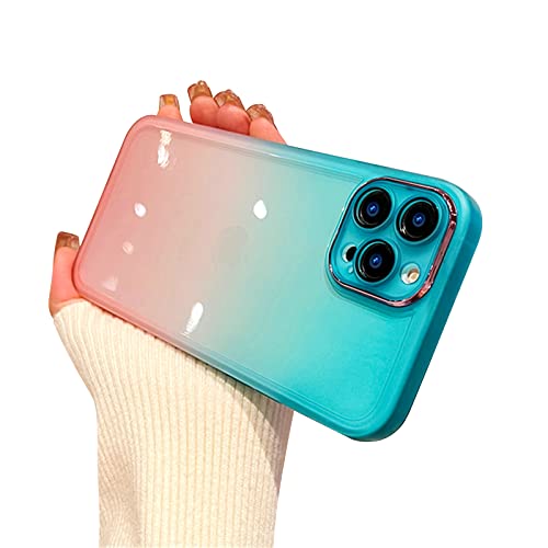 Ownest Compatible For Iphone 14 Pro Case For Simple Clear Gradient Rainbow Soft Tpu And Camera Protection Shockproof Phone Case Design For Iphone 14 Pro Cover -Mint Green+Pink #TOP18