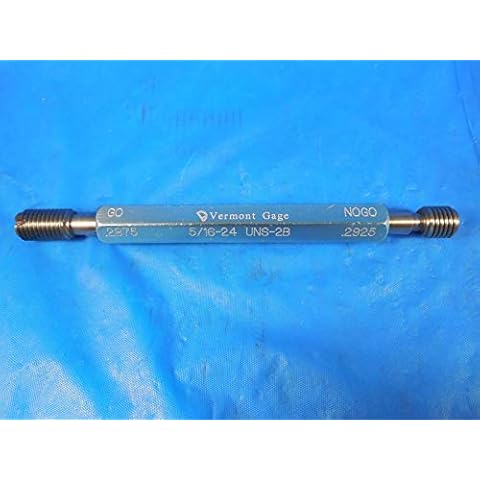 5/16 24 UNS 2B VERMONT Thread Plug GAGE .3125 GO NO GO P.D.'S = .2875 & .2925 Cover