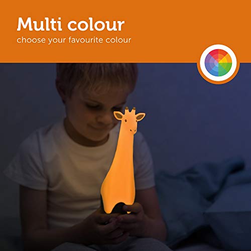Zazu Kids Nightlight Torch Lamp Giraffe Toy - Grey Flashlight and Bedside Light, Cordless, Multiple LED Color Options, Auto Shut-Off - Gina The Giraffe