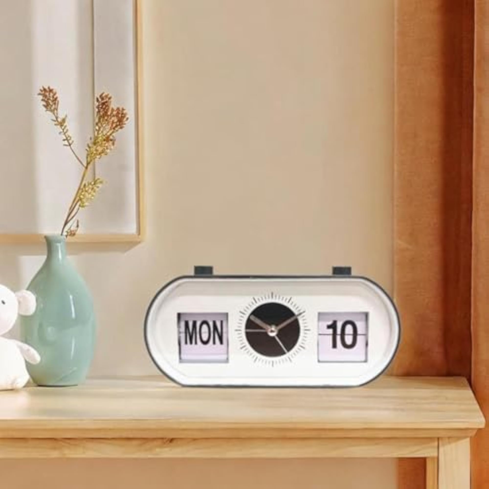 Manual Flip Clock Convenient Desk Alarm Clock, Silver Hands