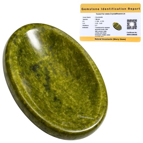 Image of Crystal Heaven Vesuvianite Crystal Thumb Worry Pebbles Stones For Anxiety Stress Relief Massage - Aaa Grade Original Healing Gemstone Agate Rubbing Stone For Yoga Meditation Spiritual Reiki Feng Shui