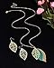 NVENF Leaf Earrings and Long Necklaces Set for Women Boho Gold-tone Multi Tiered Leaves Delicate Chain Dangle Necklace SimpleLeaf Statement Dangling Earrings (B Gold & Green)