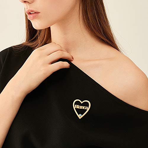 Albertband Personalized Infinity Name Brooch For Women Customized Name Brooch For Mother Girl Fashion Pin Jewelry (Heart Brooch) #TOP5