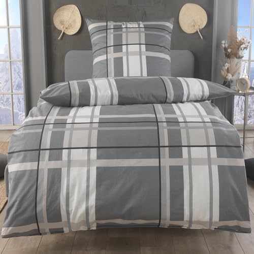 MALIKA 2 teilige kuschelige Baumwolle Soft Fein Biber Bettwäsche 135x200 + 80x80 Kissenbezug, flauschig warme Winter Bettbezug… – Ansicht 1