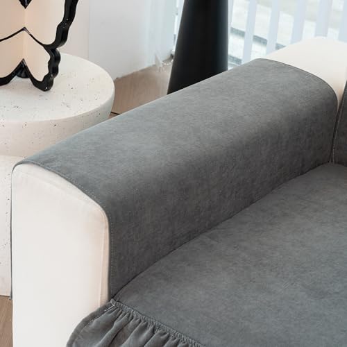 Best Couch Fabric for Cat Owners: Durable, Scratch-Resistant Sofa Covers 4 MDSASFD Pet Couch Covers for Sofa, Dog Couch Cover Washable, Cat Couch Protector Non-Slip, Pet Sectional Sofa Covers with Skirt, Small Sofa Cover for Armrest&Backrest(1pc/Dark Grey/27.5