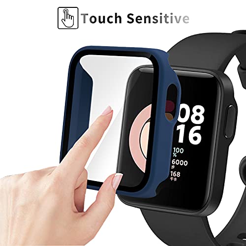 Msm-case -blue with Tempered Glass Screen Protector Film for Mi Watch Lite 9H Hardness PC Case, Bumper - Image 2