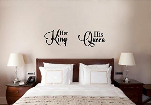 Leisure4U His Queen Her King Lettering Wedding Valenines Love Decor Mural Wall Decor Sticker Decal Removable Vinyl Name Wall Art Decal