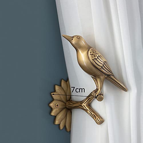 Uchwyty na zasłony do ściany, metalowe, haki do zasłon, złoty, retro, kreatywny, ptak, klamra do zasłon, mosiądz (mosiądz prawy)