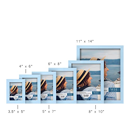 Renditions Gallery 5X7 Inch Picture Frame Modern Style Wood Pattern And High Definition Glass Ready For Wall And Tabletop Photo Display, Blue Frame #TOP6