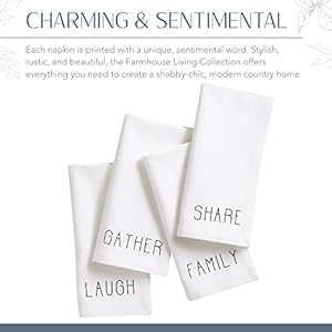 Elrene Home Fashions Farmhouse Living Sentiments Napkins, 20" x 20" (Set of 4), Black/White 4 Elrene Home Fashions Farmhouse Living Sentiments Napkins 20 x 20 Set of 4 BlackWhite 4