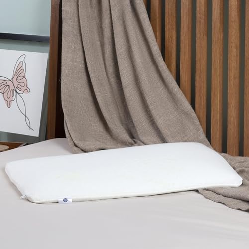 Image of The White Willow Ultra Thin Pillow For Sleeping-Ultra Slim Memory Foam Pillow Cool Gel-Slim Pillow For Neck & Shoulder Pain-Flat Pillow-Orthopedic Cervical Pillow For Neck Support-King Size-1.5 inchH-Blue